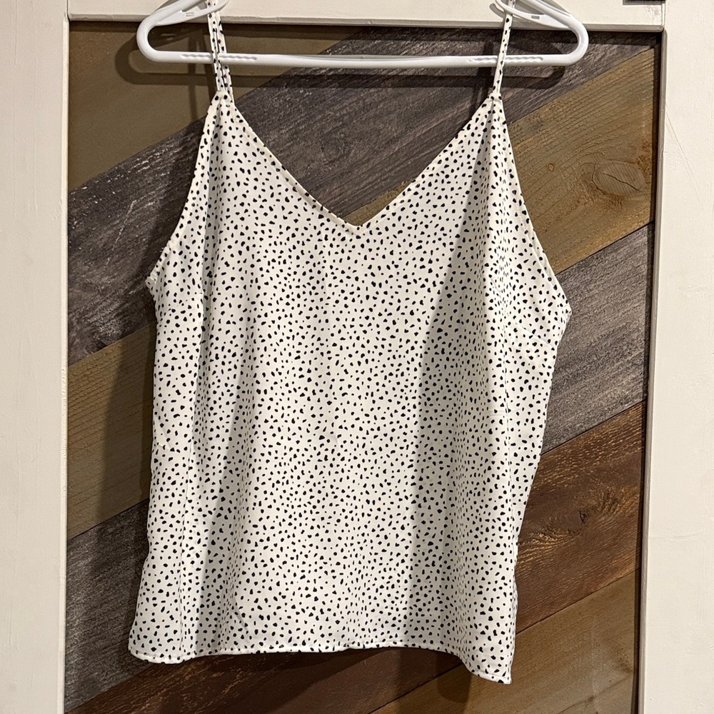 a new day White with Black Polka Dot Camisole